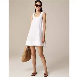 NEW J.Crew Scoopneck Shift Dress in Cotton Poplin White Sleeveless Dress…
